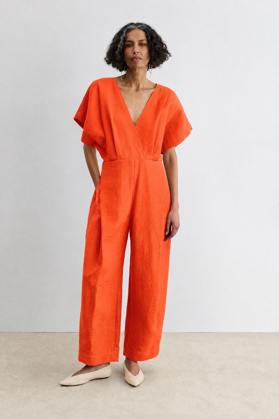 Rachel Comey Arco Jumpsuit Coral Orange Size 8 NWT Cotton Made in New York